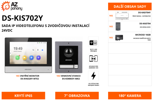 DS-KIS702Y - sada IP videotelefonu s 2vodičovou instalací 24VDC